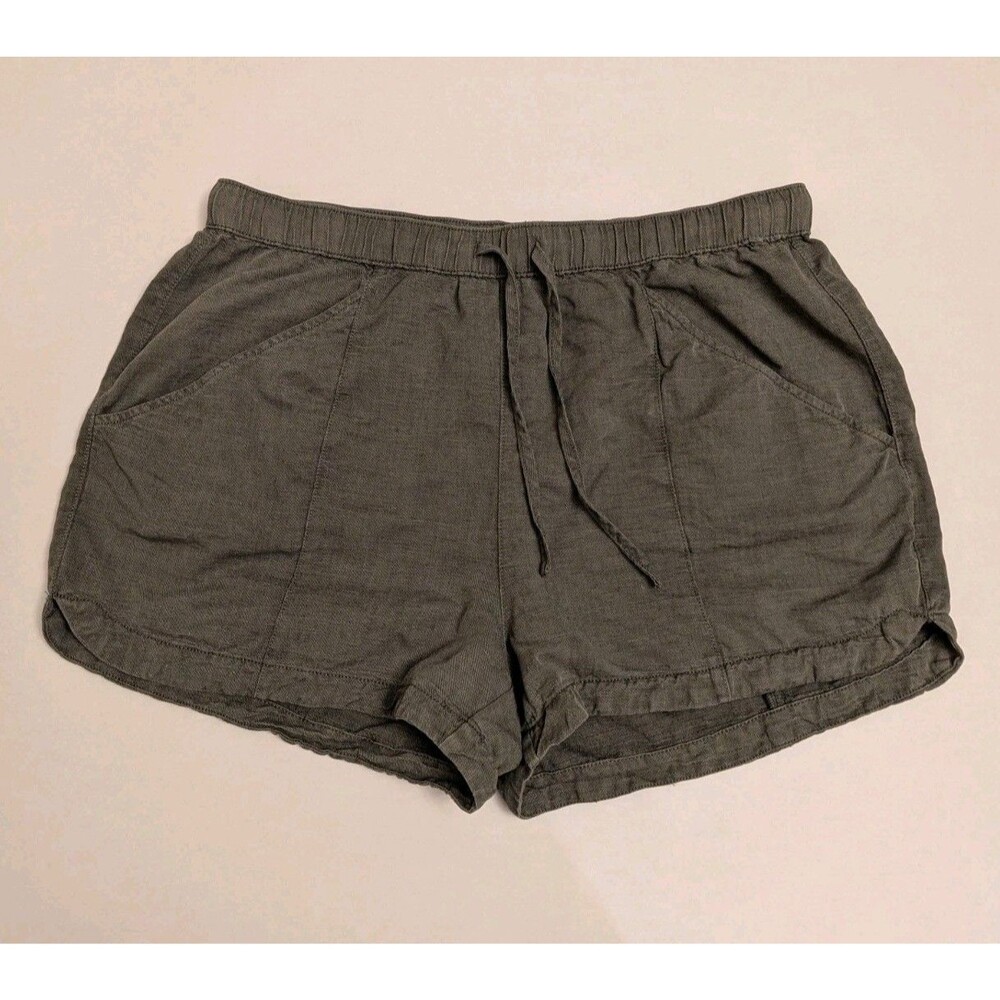 C&C California Green Elastic Waist Linen Blend Shorts Women Sz XL Lounge Peasant